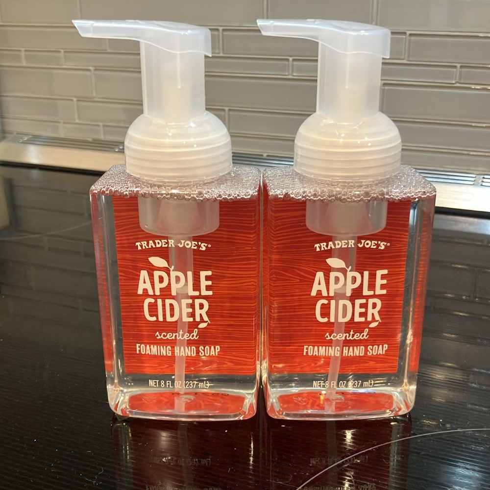 (2) Trader Joe’s apple cider, scented foaming hand soap